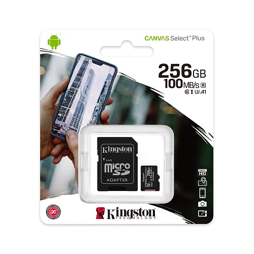 0412474 KINGSTON                                                     | DIGITAL CARD 256 GB C/ADAP CLASE 10 UHS-I (U1) 100MB/S CANVAS PLUS (8710)                                                                                                                                                                       