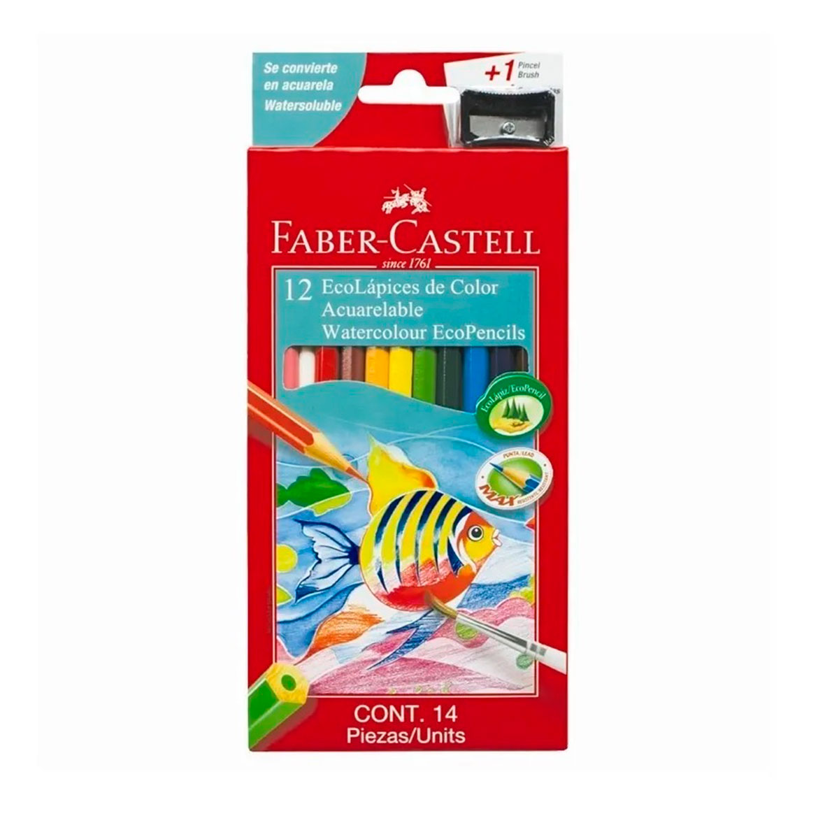 120212EX FABER-CASTELL                                                | LAPICES ACUARELABLES ECOLAPIZ POR 12 UNIDADES + SACAPUNTA                                                                                                                                                                                       