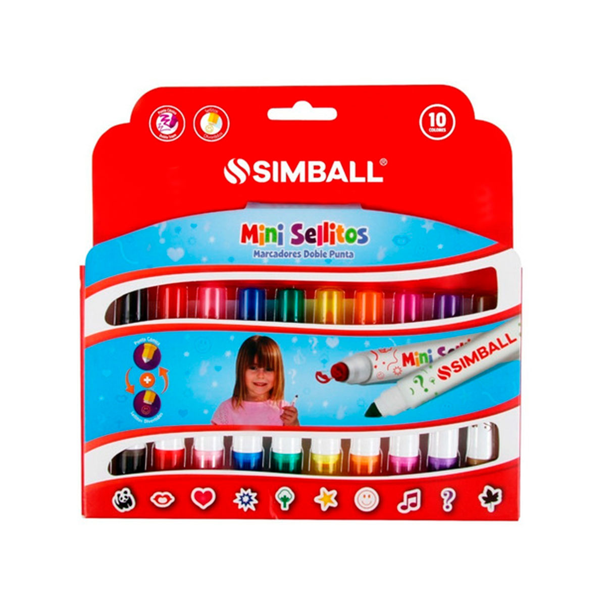 216089910 SIMBALL                                                      | MARCADOR DOBLE PUNTA SELLITOS POR 10 COLORES                                                                                                                                                                                                    