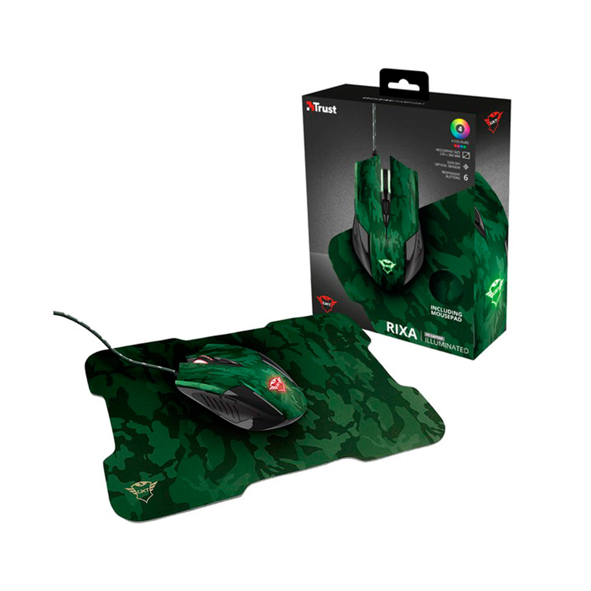 23611 TRUST                                                        | COMBO MOUSE Y MOUSE PAD RIXA CAMUFLADO                                                                                                                                                                                                          