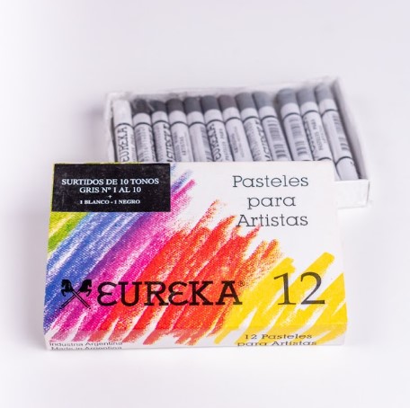 247021 EUREKA                                                       | PASTEL TIZA CAJA POR 12 UNIDADES SUPERFINOS GRISES                                                                                                                                                                                              