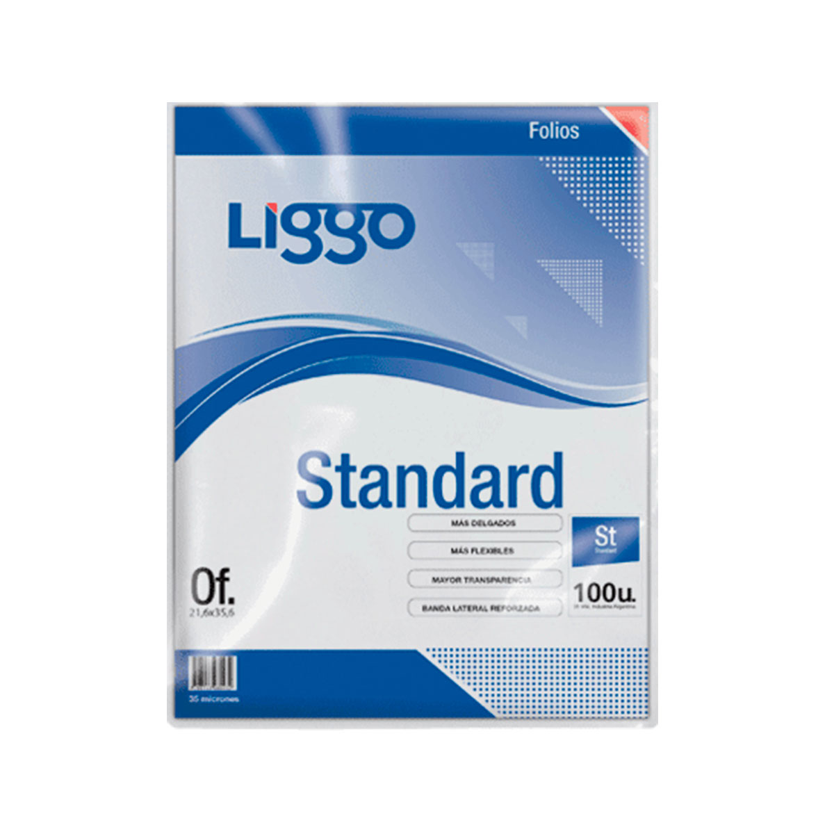 360-0110 LIGGO                                                        | FOLIOS OFICIO STANDARD 35 MICRONES POR 100 UNIDADES                                                                                                                                                                                             