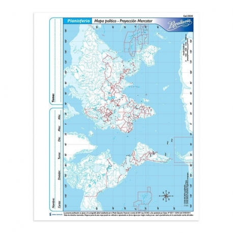 401-4351 RIVADAVIA                                                    | MAPA ESCOLAR Nº 3 PLANISFERIO FISICO                                                                                                                                                                                                            