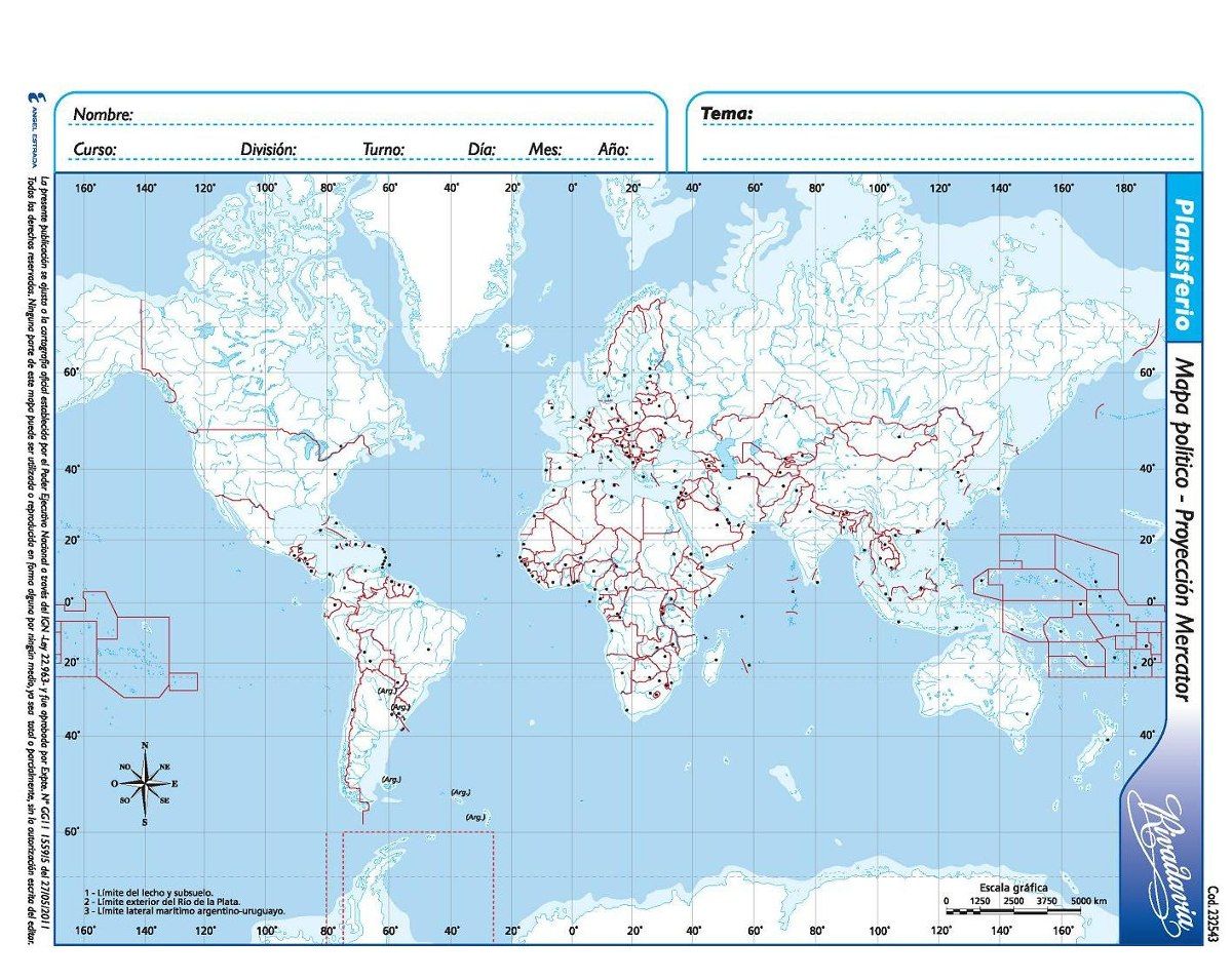 401-4410 RIVADAVIA                                                    | MAPA ESCOLAR Nº 5 PLANISFERIO POLITICO                                                                                                                                                                                                          