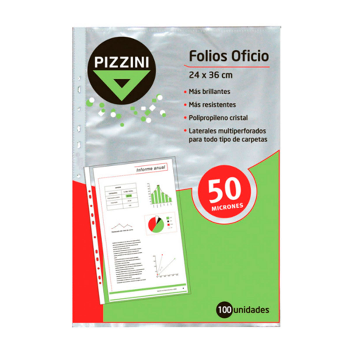 50FOX10 PIZZINI                                                      | FOLIOS OFICIO 24X36CM POLIPROPILENO 50 MICRONES X 10 UNIDADES                                                                                                                                                                                   