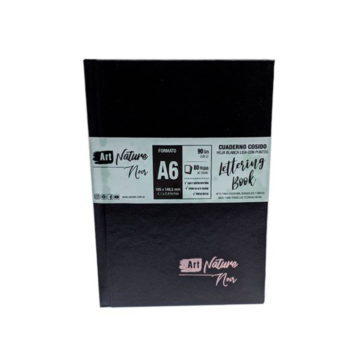 88111 PLANTEC                                                      | CUADERNO ART NATURE 90 GRAMOS LINEA NOIR BOOK (PUNTEADO) A6 X 80 HOJAS                                                                                                                                                                          