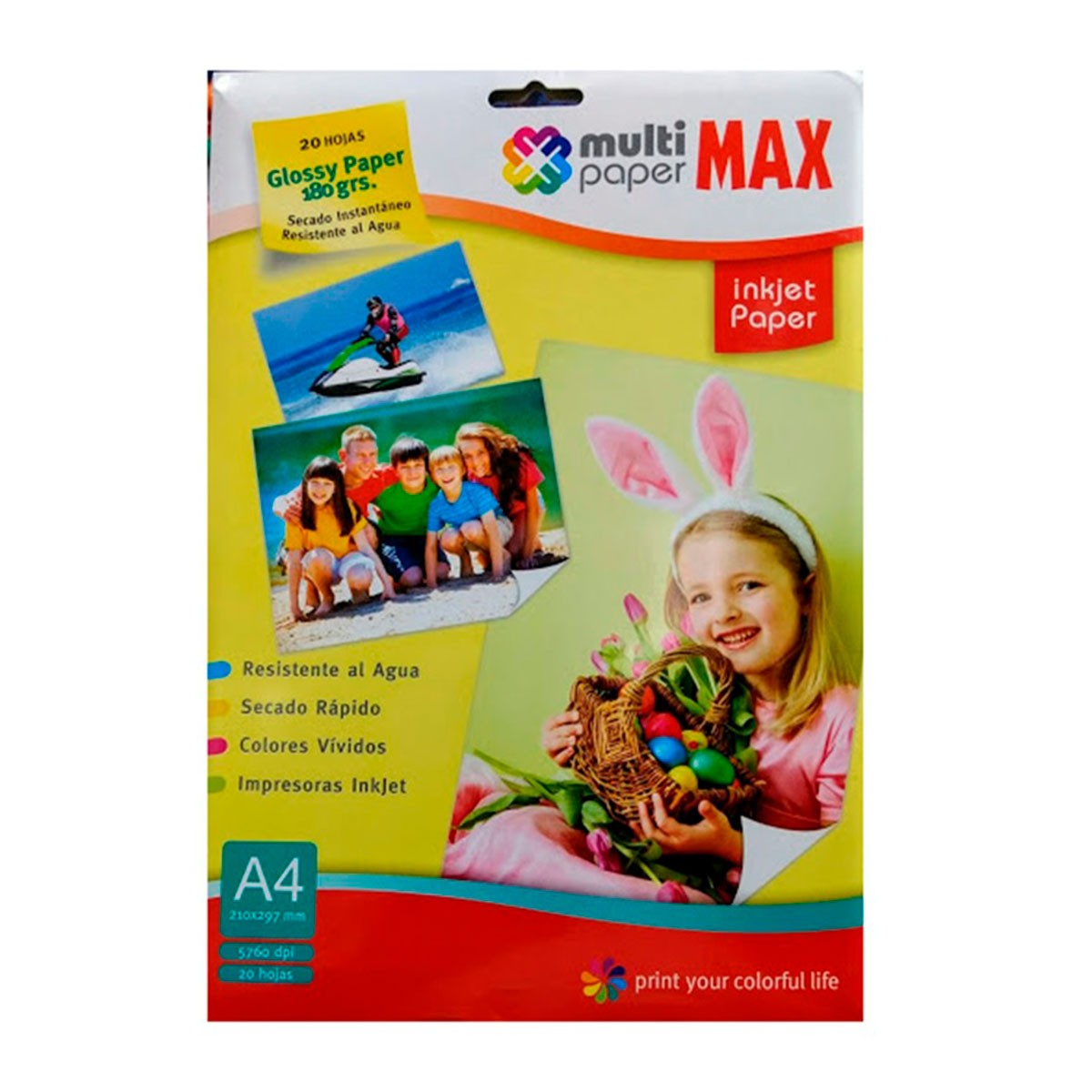 891804 MULTIPAPERMAX                                                | PAPEL MAX GLOSSY 180 GRAMOS A4 POR 20 HOJAS                                                                                                                                                                                                     