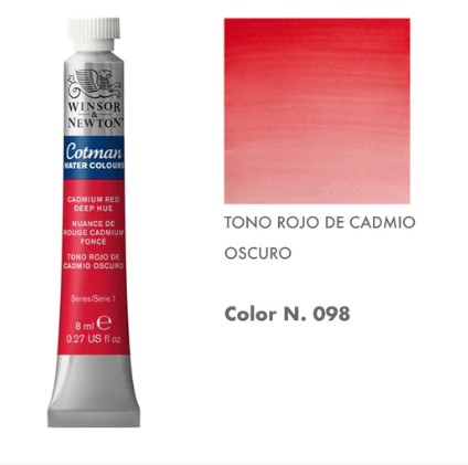 99888-1098 WINSOR & NEWTON                                              | ACUARELAS COTMAN 8 ML ROJO CADMIO OSCURO                                                                                                                                                                                                                  