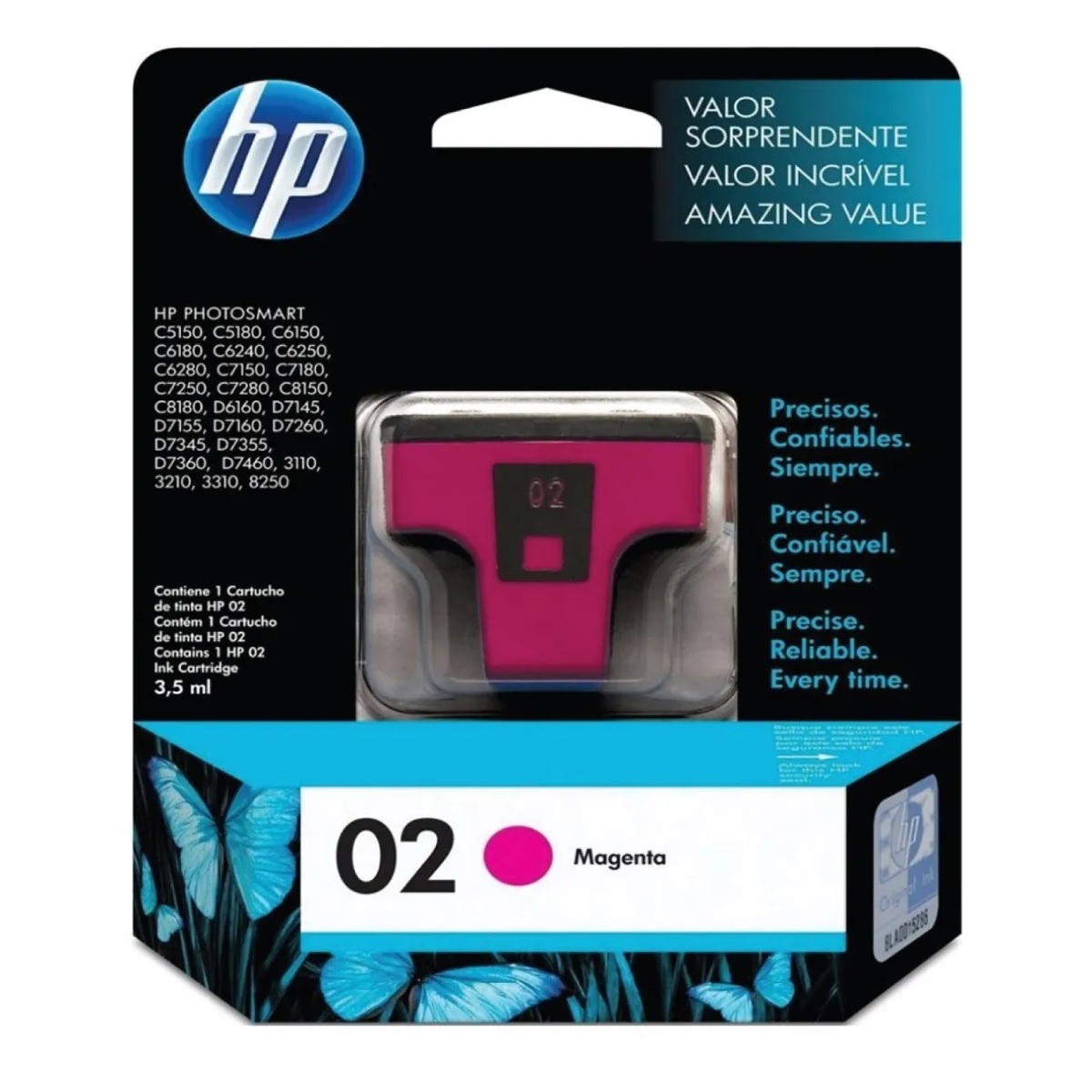 C8772WL HP                                                           | CARTUCHO 02 C8772WL MAGENTA PARA HP PHOTOSMART D7160, 8230, ALL-IN-ONE PHOTOSMART 3210XI, 3310XI, C5180                                                                                                                                         