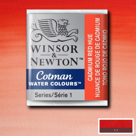 CWC-095 WINSOR & NEWTON                                              | ACUARELA COTMAN EN PASTILLA 1/2 PAN ROJO CADMIO                                                                                                                                                                                                           