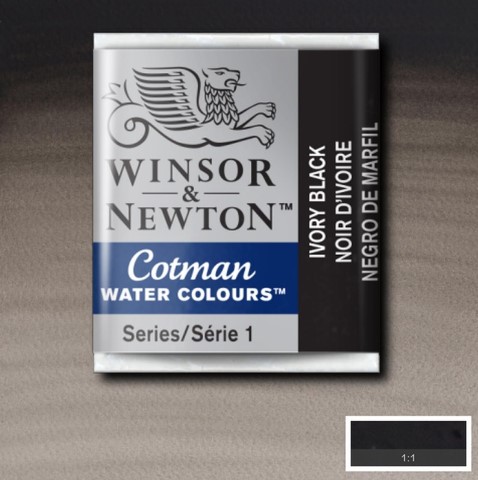 CWC-331 WINSOR & NEWTON                                              | ACUARELA COTMAN EN PASTILLA 1/2 PAN NEGRO MARFIL                                                                                                                                                                                                          