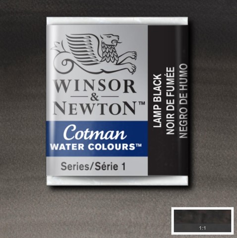 CWC-337 WINSOR & NEWTON                                              | ACUARELA COTMAN EN PASTILLA 1/2 PAN NEGRO HUMO                                                                                                                                                                                                            