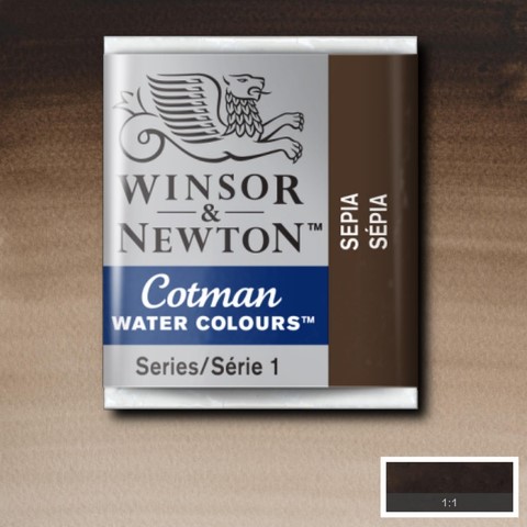 CWC-609 WINSOR & NEWTON                                              | ACUARELA COTMAN EN PASTILLA 1/2 PAN SEPIA                                                                                                                                                                                                                 