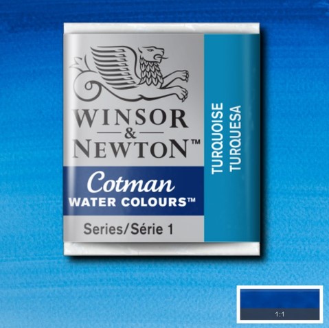 CWC-654 WINSOR & NEWTON                                              | ACUARELA COTMAN EN PASTILLA 1/2 PAN TURQUEZA                                                                                                                                                                                                              