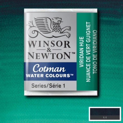 CWC-696 WINSOR & NEWTON                                              | ACUARELA COTMAN EN PASTILLA 1/2 PAN VIRIDIANO                                                                                                                                                                                                             