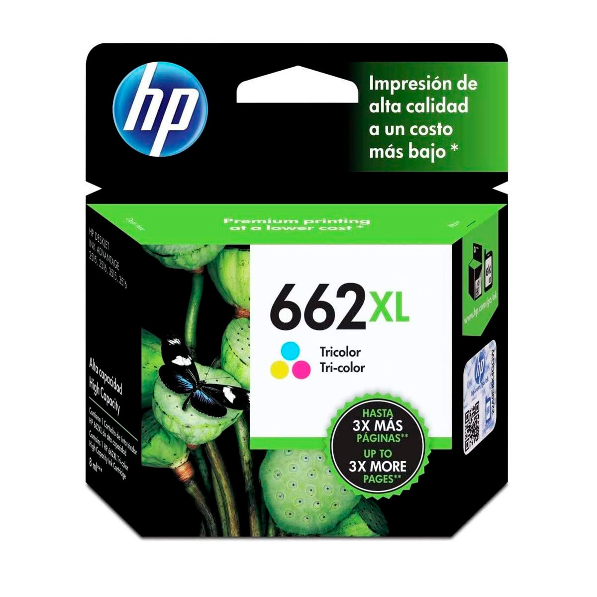 CZ106AL HP                                                           | CARTUCHO 662XL CZ106AL TRICOLOR DE ALTO RENDIMIENTO PARA HP ALL-IN-ONE DESKJET INK ADVANTAGE 1515, 2515, 2545, 2645 E-ALL-IN-ONE DESKJET INK ADVANTAGE 3515, 3545, 4645                                                                         