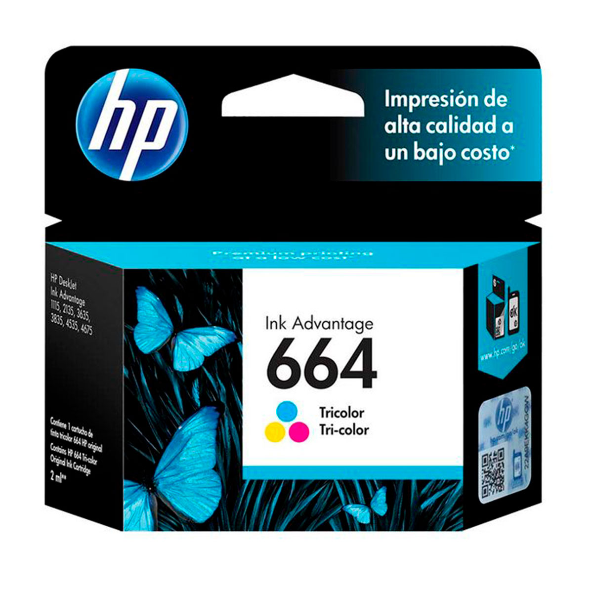 F6V28AL HP                                                           | CARTUCHO 664 F6V28AL TRICOLOR PARA HP DESKJET INK ADVANTAGE 1115, ALL-IN-ONE DESKJET INK ADVANTAGE 2135, 2675, 3635, 3775, 3785, 3787, 3835, 4535, 4675                                                                                         