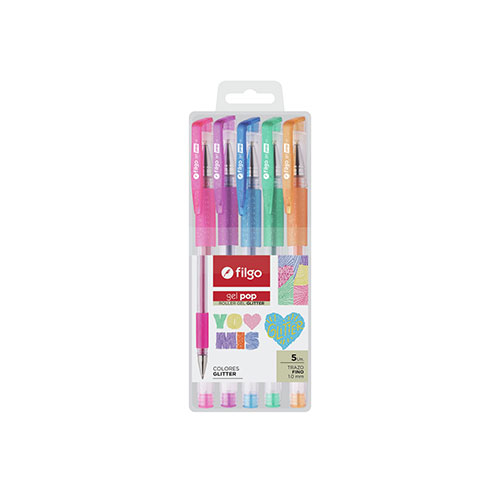 GP10-E5-GLI FILGO                                                        | ROLLER GEL GEL POP / ESTUCHE 5 GLITTER                                                                                                                                                                                                          