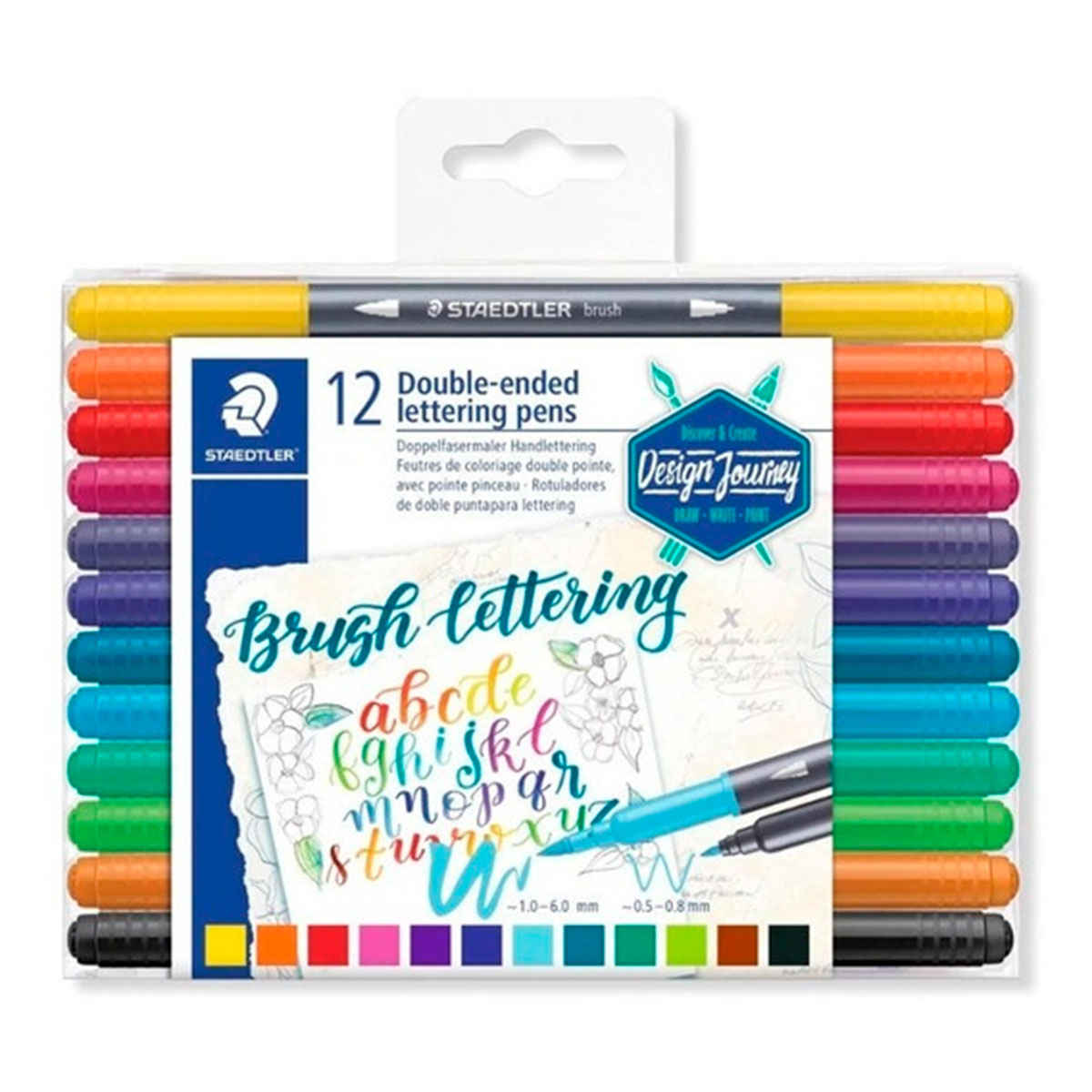 MST300412 STAEDTLER                                                    | MARCADORES 3004 POR 12 UNIDADES BRUSH LETTER DUO 2 PUNTAS PINCEL (1-6 MM / 0,5-0,8 MM)                                                                                                                                                          