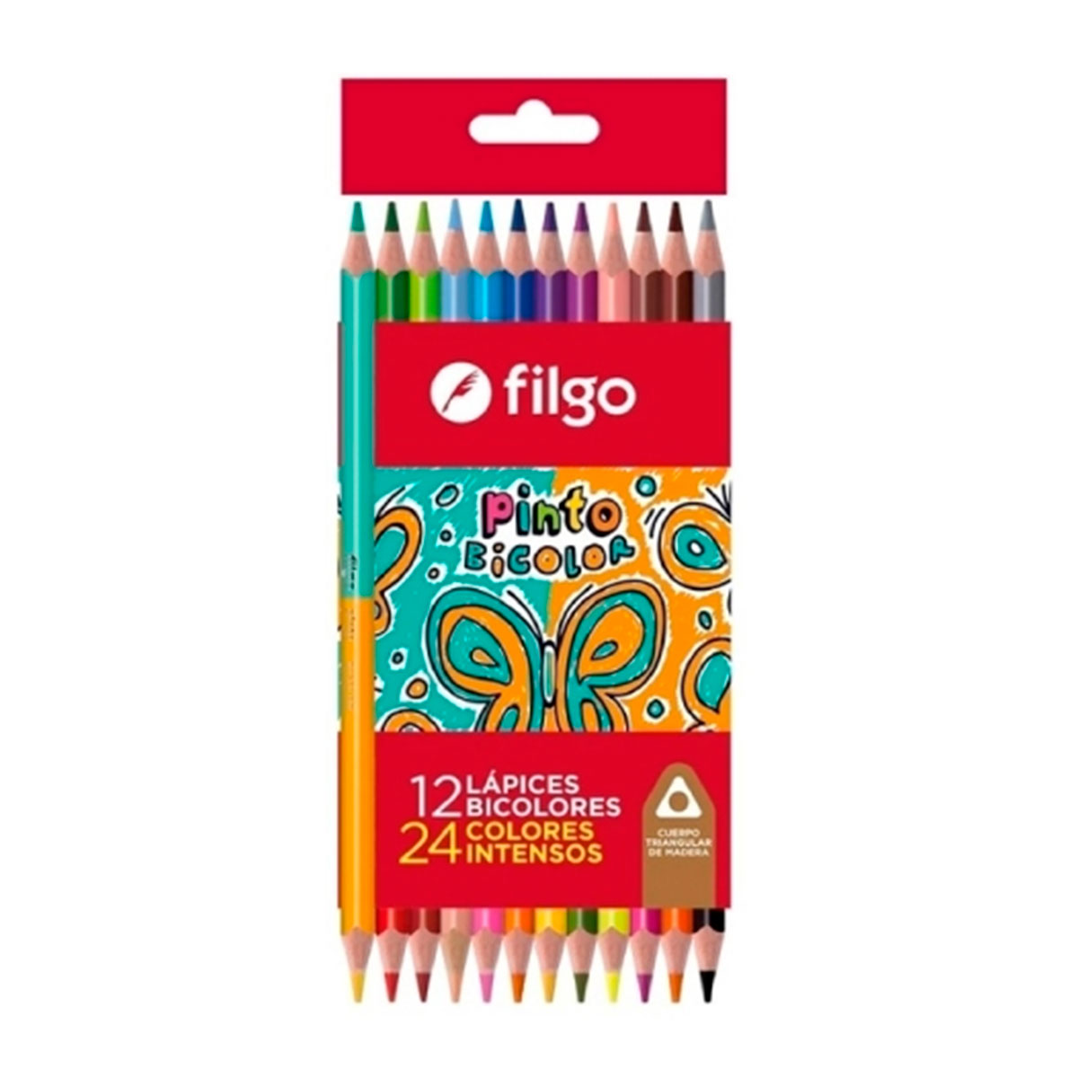 PN401-E12-BIC FILGO                                                        | LAPICES DE COLORES PINTO BICOLOR 12 UNIDADES                                                                                                                                                                                                    