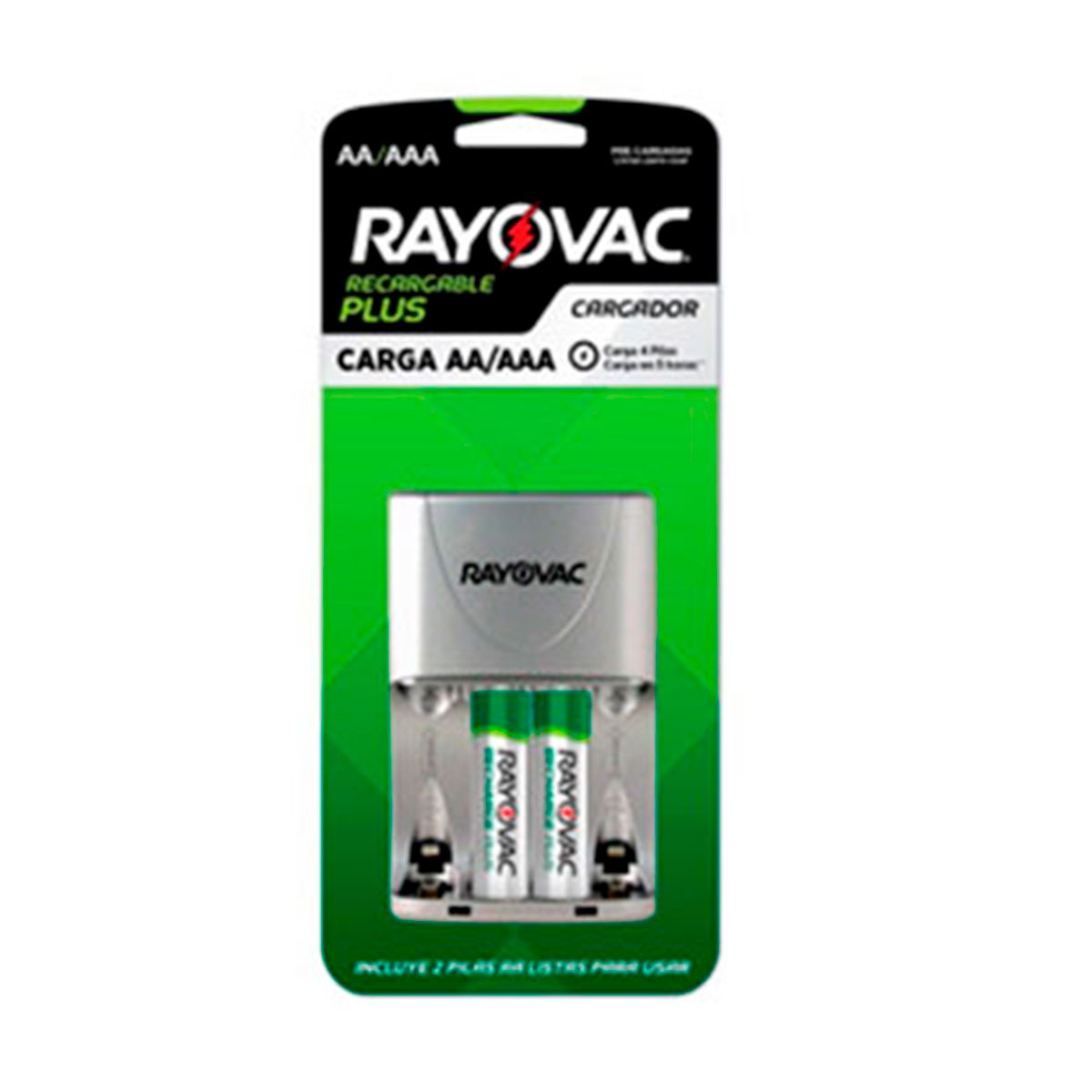 Cargador de pilas 4 AA / 4 AAA con 2 pilas recargables AA Rayovac